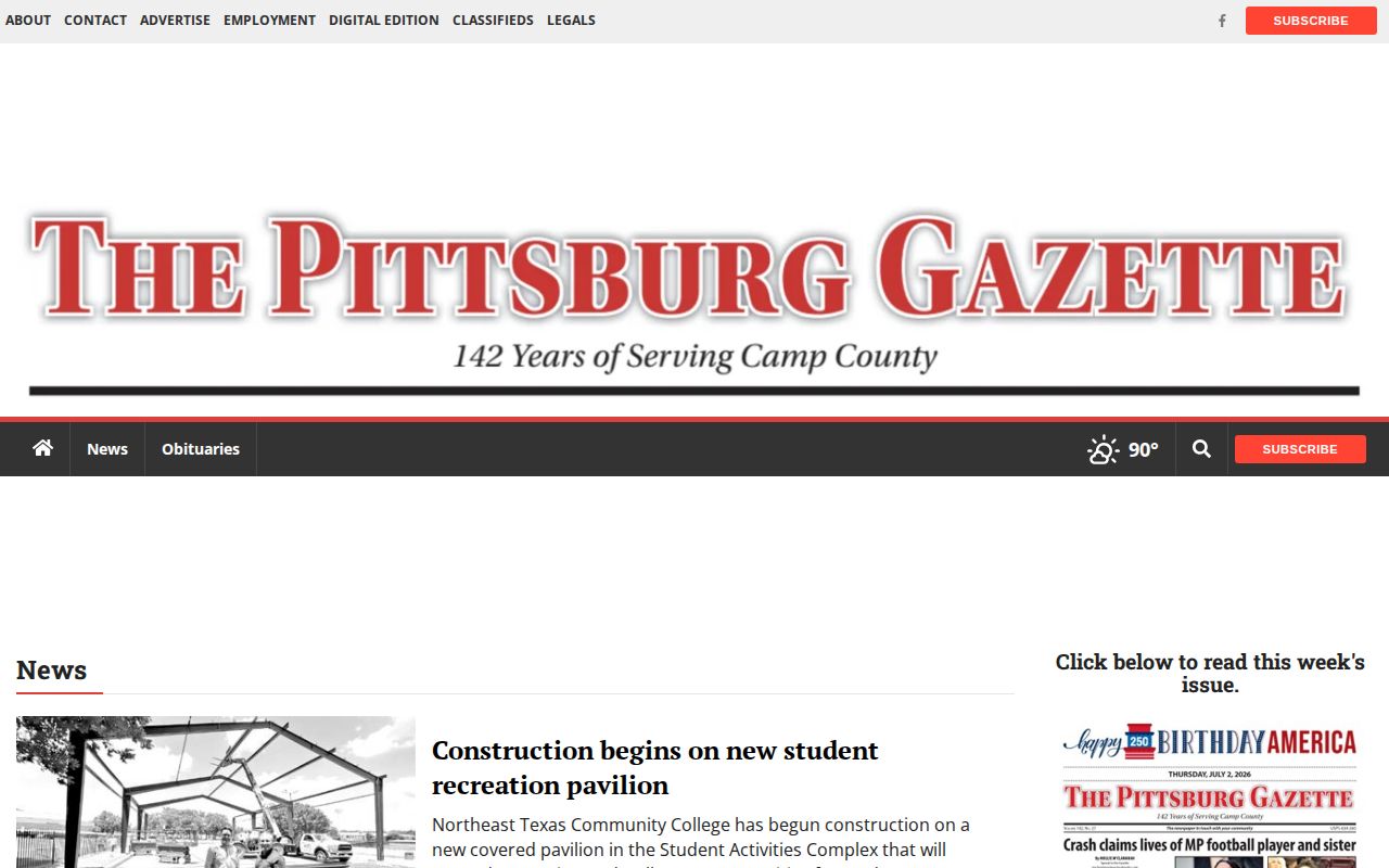 Camp County Pittsburg Gazette local news source for jail-log reporting