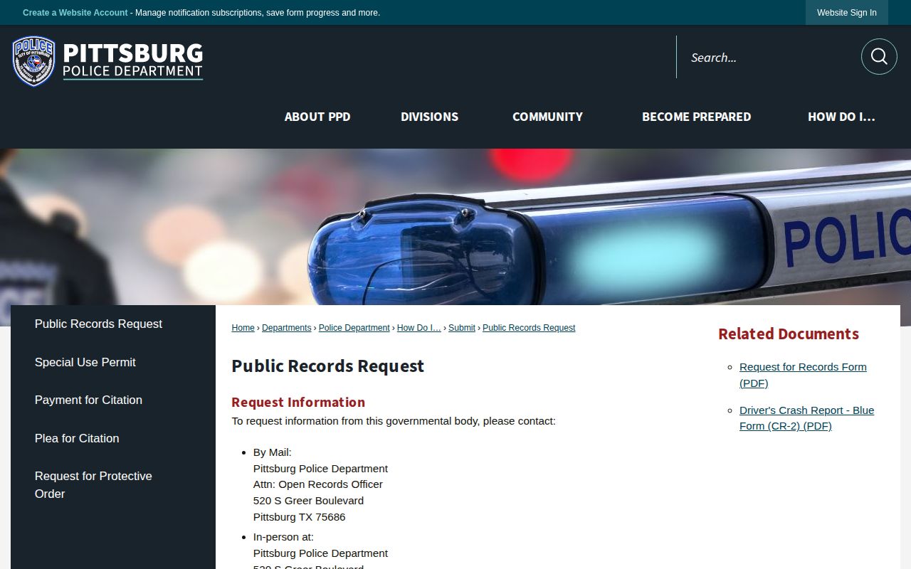Pittsburg Camp County arrest record public-request source